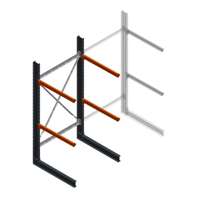 Schweres Kragarmregal einseitig 3000x1500x1000mm (hxbxt) 2 Ebenen Anfangsregal