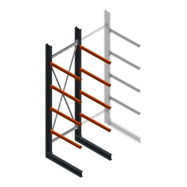 Schweres Kragarmregal einseitig 4000x1200x1200mm (hxbxt) 4 Ebenen Anfangsregal