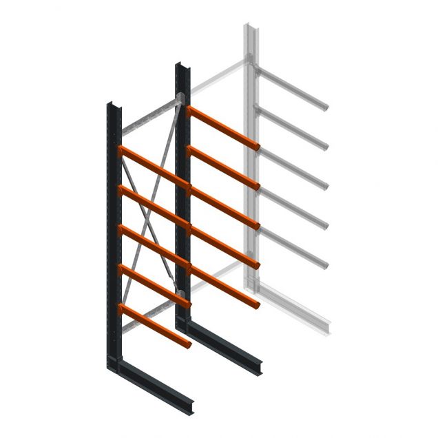 Schwere Kragarmregal einseitig 4000x1200x1000mm (hxbxt) 5 Ebenen Anfangsregal