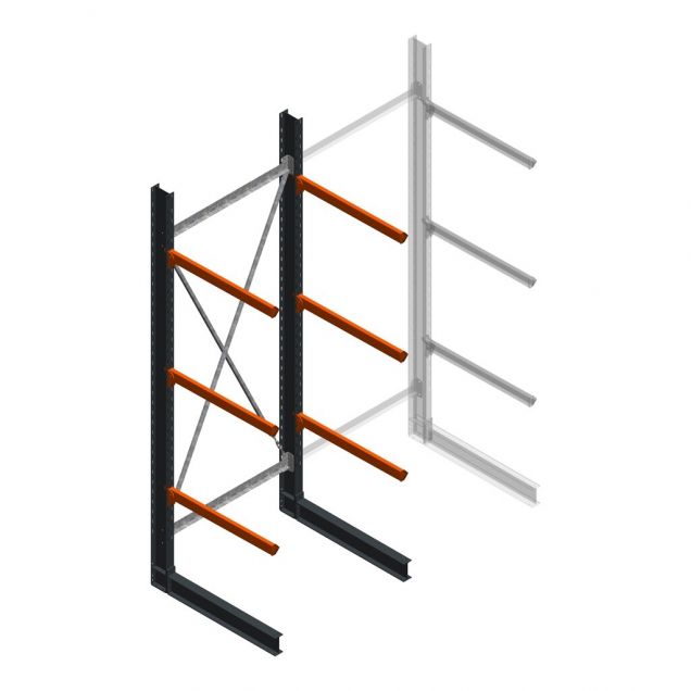 Schweres Kragarmregal einseitig 4000x1500x1000mm (hxbxt) 3 Ebenen Anfangsregal