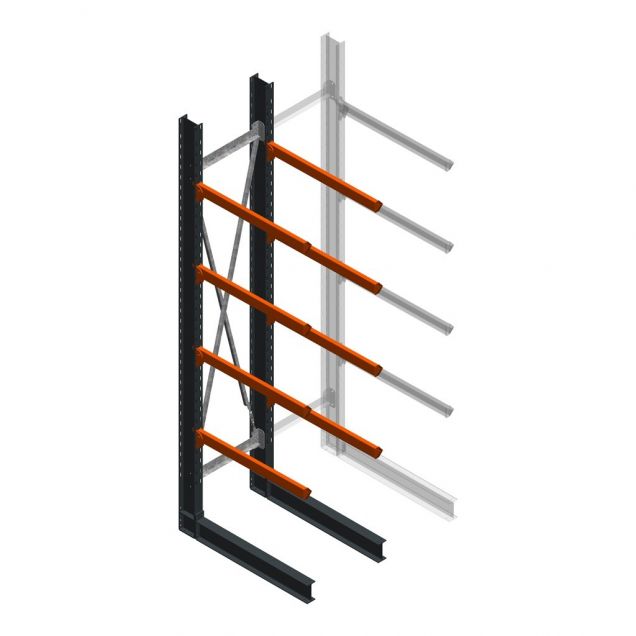 Schwerlast-Kragarmregal einseitig 4000x800x1000mm (hxbxt) 4 Ebenen Anfangsregal