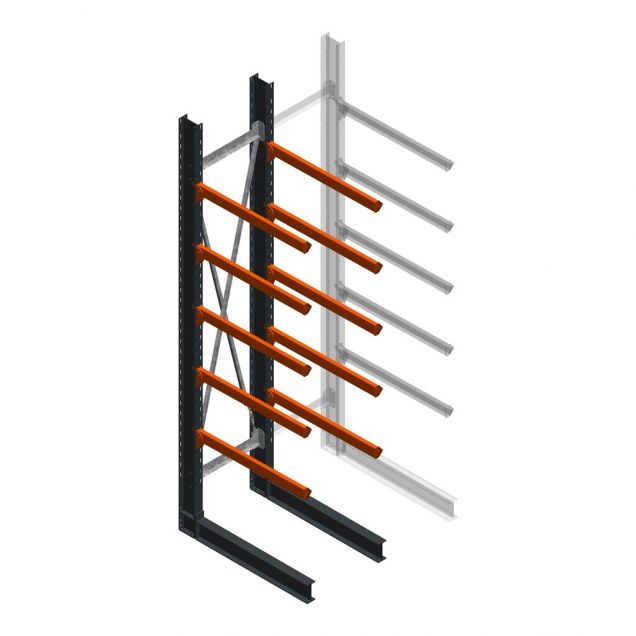Schwere Kragarmregal einseitig 4000x800x1000mm (hxbxt) 5 Ebenen Anfangsregal