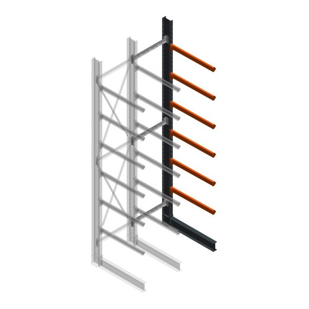 Anbauregal gebrauchtes Heavy Duty Kragarmregal Elvedi 7000x1300x700 mm (hxbxt) 7 Ebenen