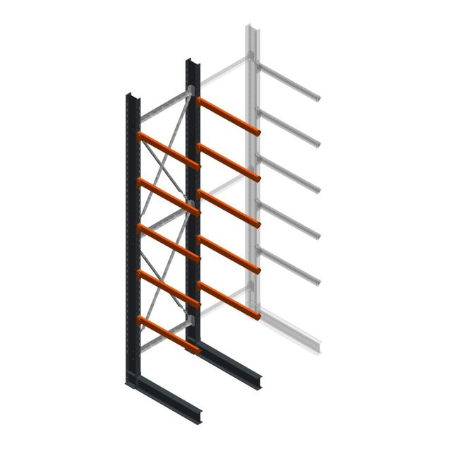 Schweres einseitiges Kragarmregal 5000x1200x1200 mm (HxBxT) 5 Ebenen Grundregal 345kg/Arm