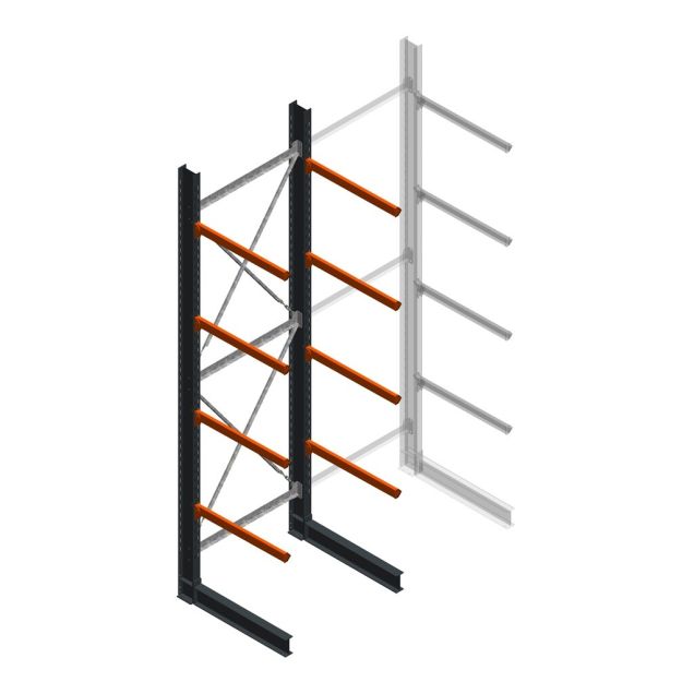 Schweres einseitiges Kragarmregal 5000x1500x1200 mm (HxBxT) 4 Ebenen Grundregal