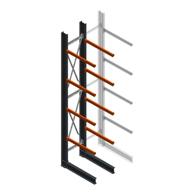 Schweres einseitiges Kragarmregal 5000x800x1200 mm (HxBxT) 4 Ebenen Grundregal