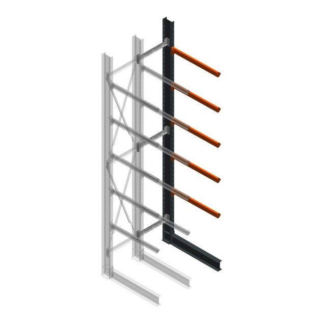 Schweres Kragarmregal einseitig 5000x800x1000mm (hxbxt) 5 Ebenen Anbauregal
