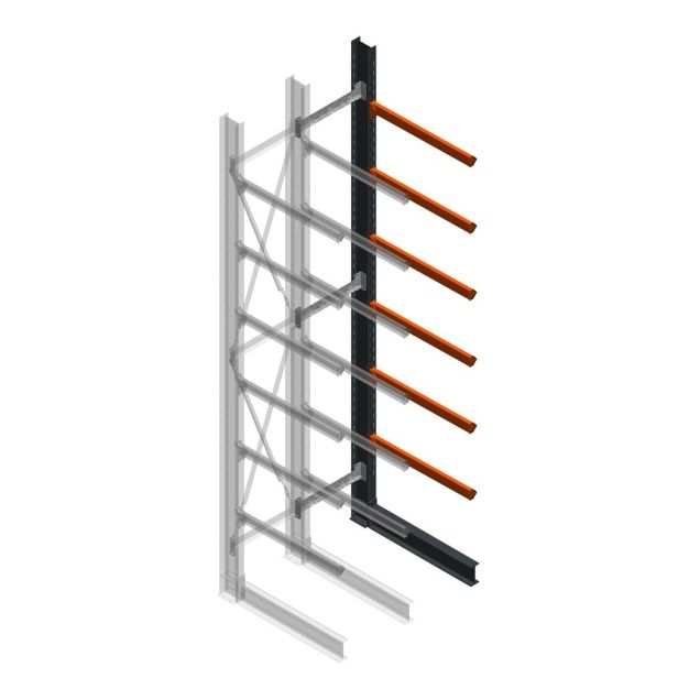 Schweres Kragarmregal einseitig 5000x800x1500mm (HxBxT) 6 Ebenen Anbauregal
