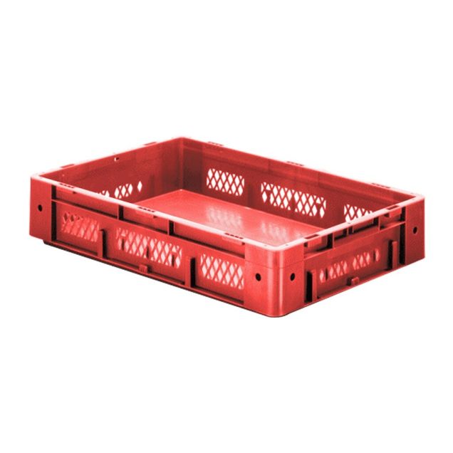 Schwere stapelbare Transportcrate VTK1 600x400x120 mm (lxbxh) rot