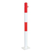 MORION Pfahl auf Fußplatte Ø 60mm 1 Kettenring rot/weiß