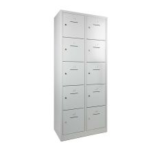 Spindschrank BT 10-türig Zylinderschloss/Sockel/Schlitz - 1900x800x450mm (hxbxt) Grau/Grau
