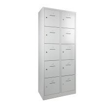 Spindschrank BT 10-türig Zylinderschloss/Sockel/Schlitz - 1900x800x450mm (hxbxt) Grau/Grau
