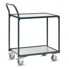 Leichter Tischwagen Fetra 200kg mit 2 Holzablagen und Schiebegriff 740x480mm anthrazit