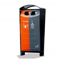 Abfallbehälter für Abfalltrennung 2x50 Liter Orange/Grau