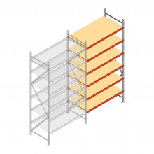 Weitspannregal AR 2250x2010x900 mm (hxbxt) mit 6 Ebenen verzinktem Anbauregal und vormontierten Rahmen