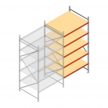 Weitspannregal AR 2000x2250x1200 mm (hxbxt) 5 Ebenen verzinkt Anbauregal mit vormontierten Rahmen