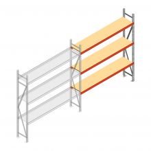 Weitspannregal AR 2500x1610x400 mm (hxbxt) 3 Ebenen verzinkt Anbauregal mit vormontierten Rahmen