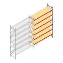 Weitspannregal AR 2500x1850x600 mm (hxbxt) 6 Ebenen verzinkt Anbauregal mit vormontierten Rahmen