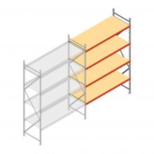 Weitspannregal AR 3000x1610x900 mm (hxbxt) 4 Ebenen verzinkt Anbauregal mit vormontierten Rahmen