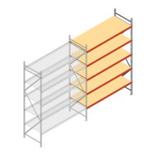 Weitspannregal AR 3000x1610x800 mm (hxbxt) 5 Ebenen verzinkt Anbauregal mit vormontierten Rahmen
