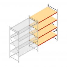 Weitspannregal AR 3000x1610x1000 mm (hxbxt) 4 Ebenen verzinkt Anbauregal