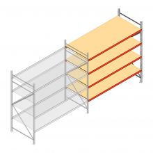 Weitspannregal AR 3000x2010x1000 mm (hxbxt) 4 Ebenen verzinkt Anbauregal