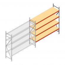 Weitspannregal AR 3000x2250x600 mm (hxbxt) 4 Ebenen verzinkt Anbauregal mit vormontierten Rahmen