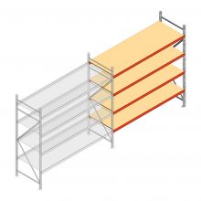 Weitspannregal AR 3000x2250x800 mm (hxbxt) 4 Ebenen verzinkt Anbauregal mit vormontierten Rahmen