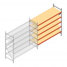 Weitspannregal AR 3000x2250x800 mm (hxbxt) 5 Ebenen verzinktes Anbauregal mit vormontierten Rahmen