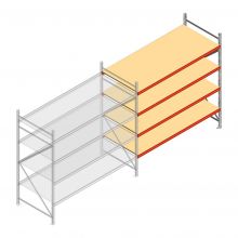 Weitspannregal AR 3000x2250x1000 mm (hxbxt) 4 Ebenen verzinkt Anbauregal mit vormontierten Rahmen