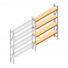 Weitspannregal AR 3000x2700x400 mm (hxbxt) 4 Ebenen verzinkt Anbauregal mit vormontierten Rahmen