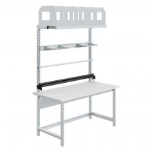 Höhenverstellbarer Arbeitsplatz mit Halter SOFAME Melamin 28mm 1500x750x768-1048 mm 300kg Grau