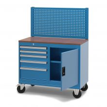 Mobile Werkbank mit Werkzeugwand und 5 Schubladen 1570x1120x570 mm (hxbxt)