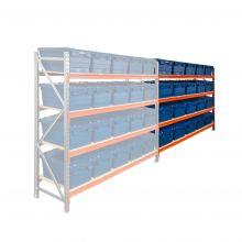 Fächerschrank AR 2000x2250x600 mm (hxbxt) 4 Ebenen mit 20 Distributionsbehältern Anbauregal