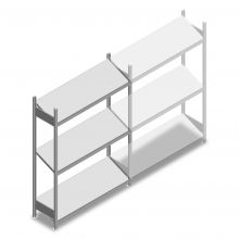 Fachbodenregal mit schrägen Fachböden Heavy Duty 2000x1300x400mm (hxbxt) 3 Ebenen 150 kg Anfangsregal