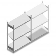 Fachbodenregal mit schrägen Fachböden Heavy Duty 2000x1300x500mm (hxbxt) 3 Ebenen 150 kg Anfangsregal