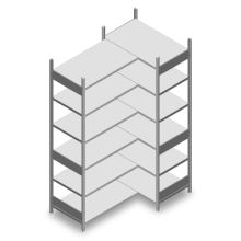 Eckregal Heavy Duty 2500x1000/1600x600 mm (HxBxT) 6 Ebenen 150 kg