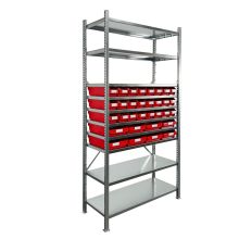Behälterregal 2.000x1.000x400 mm mit 32 Lagerbehältern / 128 Positionen Rot