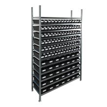 Behälterregal 2.000x1.300x400mm mit 119 Lagerbehältern / 476 Positionen schwarz