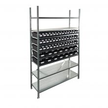 Fächerschrank 2.000x1.150x400mm mit 56 Behältern / 224 Positionen Schwarz