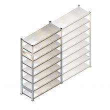 Gebruikte Schaefer R3000 legbordstelling 2970x1280x600mm (hxbxd) 8 niveaus beginsectie