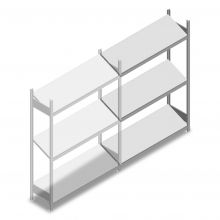 Fachbodenregal mit schrägen Fachböden Heavy Duty 2000x1300x400mm (hxbxt) 3 Ebenen 150 kg Anbauregal