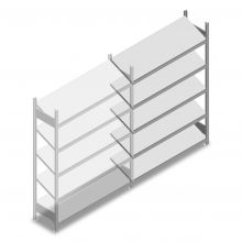 Fachbodenregal mit schrägen Fachböden Heavy Duty 2000x1300x400mm (hxbxt) 5 Ebenen 150 kg Anbauregal