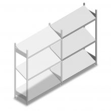 Fachbodenregal mit schrägen Fachböden Heavy Duty 2000x1300x500mm (hxbxt) 3 Ebenen 150 kg Anbauregal