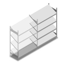 Fachbodenregal mit schrägen Fachböden Heavy Duty 2000x1300x600 mm (HxBxT) 4 Ebenen 150 kg Anbauregal