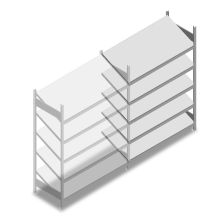 Fachbodenregal mit schrägen Fachböden Heavy Duty 2000x1300x600mm (HxBxT) 5 Ebenen 150 kg Anbauregal