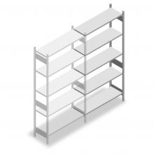 Fachbodenregal Heavy Duty 2500x1300x400mm (hxbxt) 5 Ebenen 150 kg Anbauregal