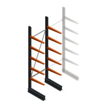 Leichtes Kragarmregal BR einseitig 2500x750x600 mm (HxBxT) 5 Ebenen Grundregal