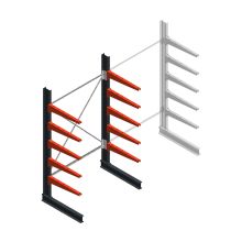 Medium Kragarmregal BR einseitig 2500x1500x800mm (hxbxt) 5 Ebenen Beginregal