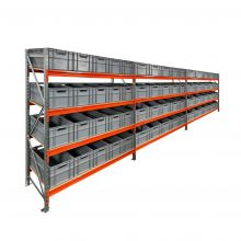 Vorteilsreihe Fächerschrank AR 2000x6950x600 mm (hxbxt) 4 Ebenen mit 60 Euronormbehältern